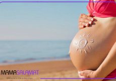 ضد آفتاب مناسب بارداری حمام آفتاب مادر باردار با استفاده از ضد آفتاب