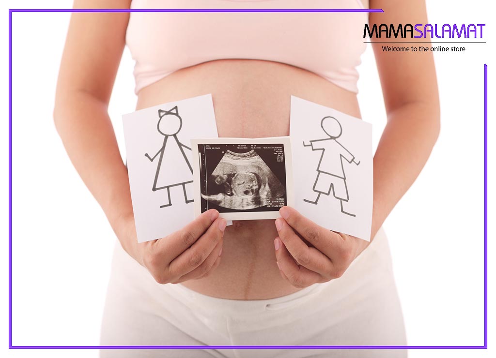 تعیین جنسیت جنین شکم زن حامله و نقاشی دختر و پسر